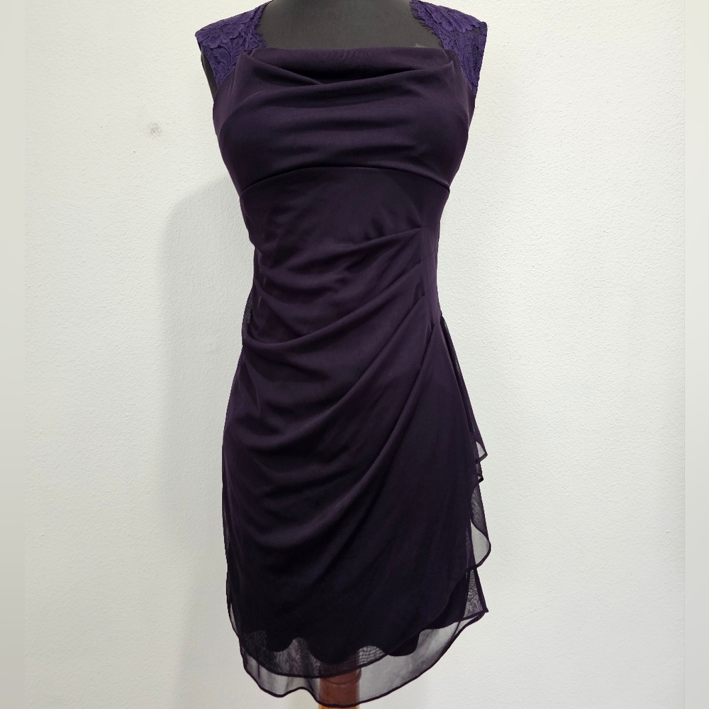 Scarlett Purple Asymmetrical Ruched Sheath Dress